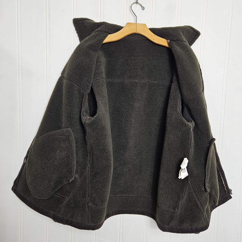 ZARA Black Faux Suede Aviator Jacket Shearling Lined Zip Coat Mens L - Picture 12 of 14